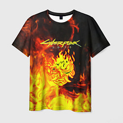 Мужская футболка Samurai fire cyberpunk