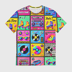 Мужская футболка Вибрации 90-х вечеринка в стиле ретро