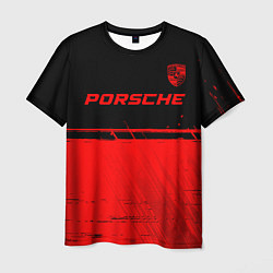 Мужская футболка Porsche - red gradient посередине