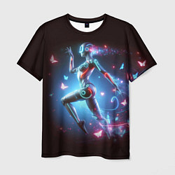 Футболка мужская Cyber girl and butterflies - neon glow fantasy, цвет: 3D-принт