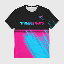 Мужская футболка Stumble Guys - neon gradient посередине
