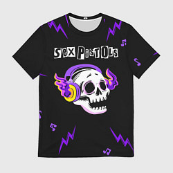 Мужская футболка Sex Pistols неоновый череп