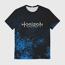 Мужская футболка Horizon: Zero Dawn синие брызги красок