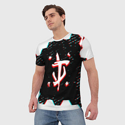 Футболка мужская Doom hexagon glitch color, цвет: 3D-принт — фото 2