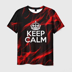 Мужская футболка Keep calm flame red