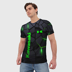 Футболка мужская Kawasaki - плиты с эффектом свечения, цвет: 3D-принт — фото 2