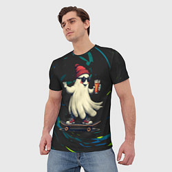 Футболка мужская Парень в костюме приведения на скейте, цвет: 3D-принт — фото 2