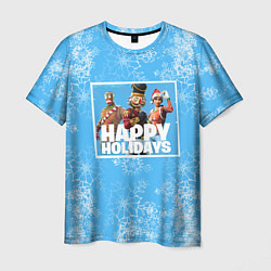 Мужская футболка Happy Holidays - Fortnite Ginger Gunner и Щелкунчи