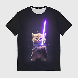 Мужская футболка Котик джедай