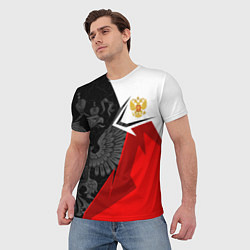Футболка мужская Герб России - красно-белый, цвет: 3D-принт — фото 2