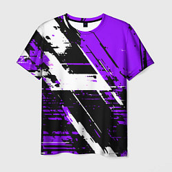 Мужская футболка Diagonal black and white stripes on a purple backg