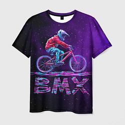 Мужская футболка BMXер в космосе