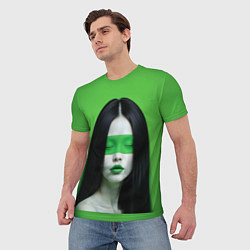 Футболка мужская Pop art девушка на зеленом фоне, цвет: 3D-принт — фото 2