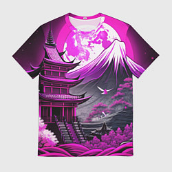 Мужская футболка Япония гора в фиолетовом свете