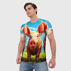 Футболка мужская Три поросенка, цвет: 3D-принт — фото 2