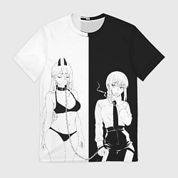 Мужская футболка Пауэр и мисс Макима -Человек бензопила