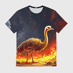 Футболка мужская Страус эму в огне, цвет: 3D-принт