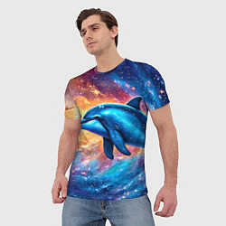 Футболка мужская Дельфин в космосе, цвет: 3D-принт — фото 2