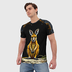 Футболка мужская Кенгуру на черном, цвет: 3D-принт — фото 2