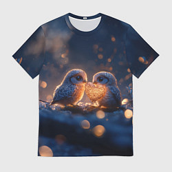 Мужская футболка Милые влюбленные совушки