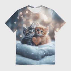 Мужская футболка Влюбленные котята с сердечком