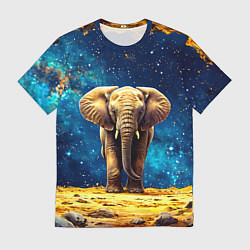 Мужская футболка Слон и космическое небо