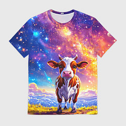 Мужская футболка Коровка и звездное небо