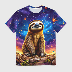 Футболка мужская Ленивец и звездное небо, цвет: 3D-принт
