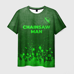 Мужская футболка Chainsaw Man - green gradient посередине