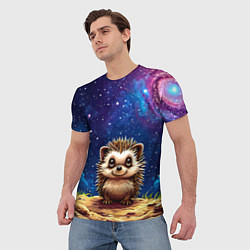Футболка мужская Ежик и звездное небо, цвет: 3D-принт — фото 2