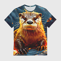 Мужская футболка Выдра в огне