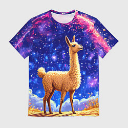 Мужская футболка Лама и звездное небо