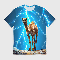 Мужская футболка Верблюд и удар молнии