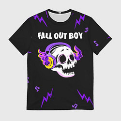 Мужская футболка Fall Out Boy неоновый череп
