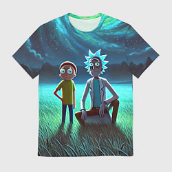 Мужская футболка Рик и Морти на поляне - нейроарт