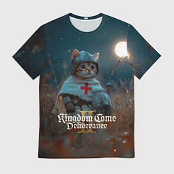 Мужская футболка Kingdom Come Deliverance 2 рыцарь котенок