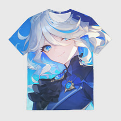 Футболка мужская Genshin Impact Furina лёгкая улыбка на фоне неба, цвет: 3D-принт