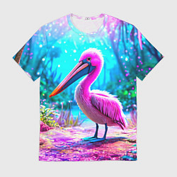 Мужская футболка Пеликан в сказачном лесу