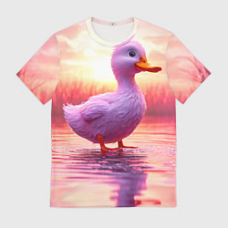 Мужская футболка Уточка на розовом озере