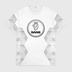Футболка мужская Saab white poly, цвет: 3D-принт