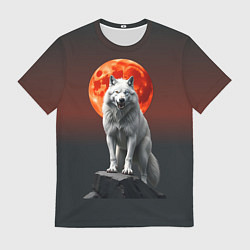 Мужская футболка Белый волк в ночи