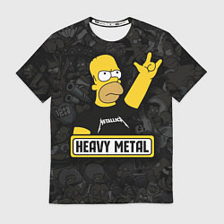 Футболка мужская Heavy metal Гомер симпсон, цвет: 3D-принт