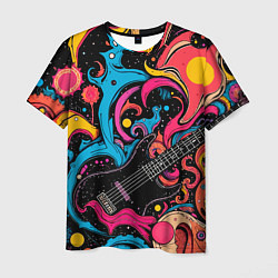 Мужская футболка Psychedelic abstract guitar