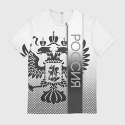 Футболка мужская Герб Российской федерации белый с чёрным, цвет: 3D-принт
