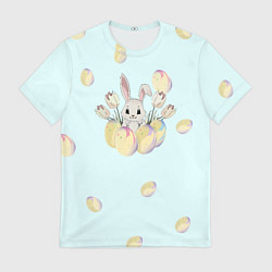 Мужская футболка Кролик радостный с яйцами