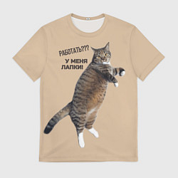 Мужская футболка Работать не могу у меня лапки кот Марс