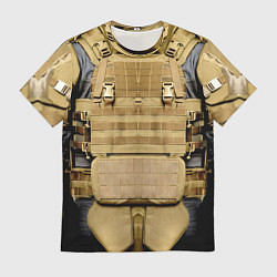 Футболка мужская Бронежилет цвета хаки армейский, цвет: 3D-принт