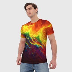 Футболка мужская Абстрактные волны с огнем, цвет: 3D-принт — фото 2