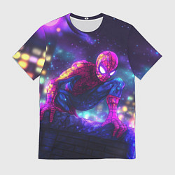 Мужская футболка Человек-паук неоновый свет