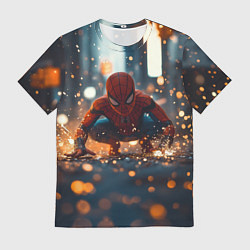 Футболка мужская Человек паук и золотая пыльца, цвет: 3D-принт